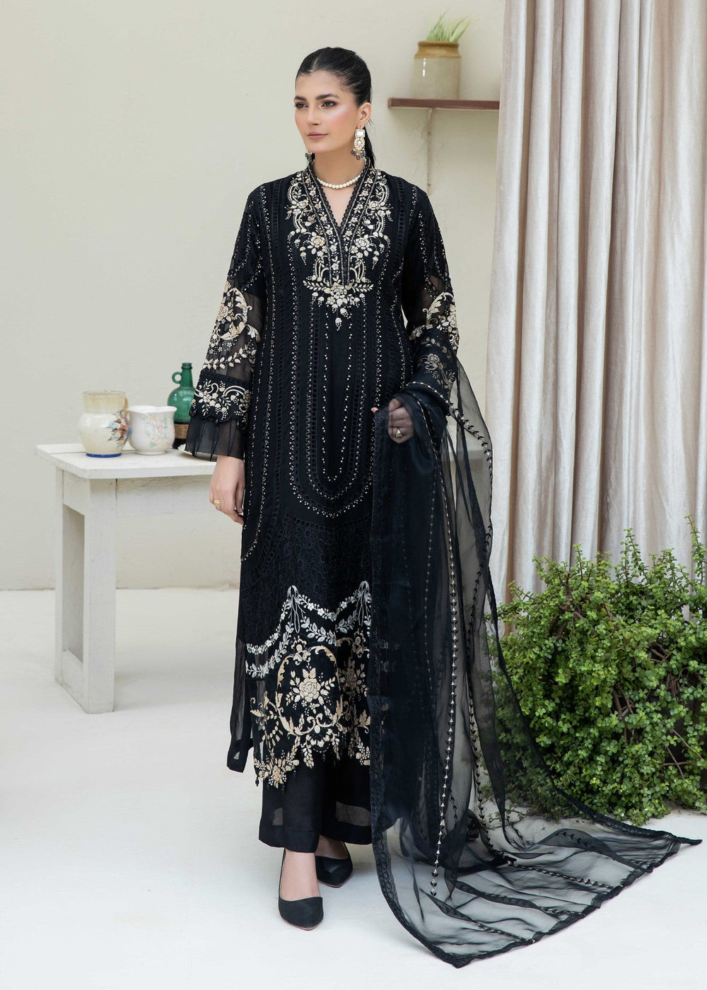 Opulent Black - 3pc Chiffon